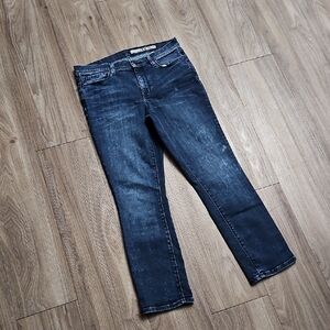 DKNY Jeans Mid Rise Distressed Stretch Cropped Ankle Blue Jeans Women's 06